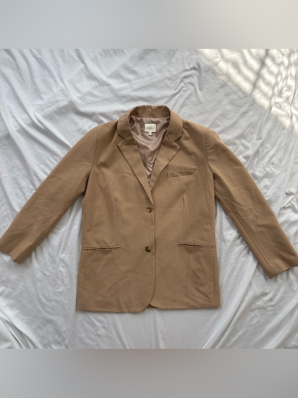NIA Tan Beige Tailored Blazer Jacket XS